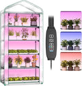 Indoor Greenhouse with Grow Light, 5-Tier 35.4"x19"x74.8" Mini Greenhouse with Roll-Up Zippered PVC Cover for Seed Starting Trays, Dimmable Grow Light Shelf for Indoor Plants with Timer