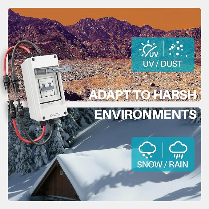 Solar Panel Disconnect Switch 10A 2P 400V Dc/AC Breaker Disconnect Box Outdoor Breaker Box Suitable for photovoltaic and Wind Energy Home Battery Systems (40 Amps)