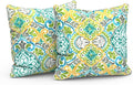 LVTXIII Outdoor/Indoor Throw Pillows, Decorative Patio Accent Pillows, Fluffy Water Repellent Garden Cushions for Home Patio Coach Sofa Use, 20×20 Inch, Pack of 2, Damask Green