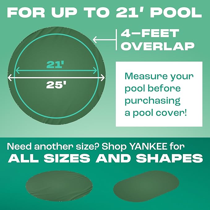 Yankee Emerald Series Pool Covers for Above Ground Pools | Round 21 ft Swimming Pool Cover w/Steel-Core Cable, Winch for Winterization | 9 mil Medium-Thickness for Off-Season, On-Season Protection