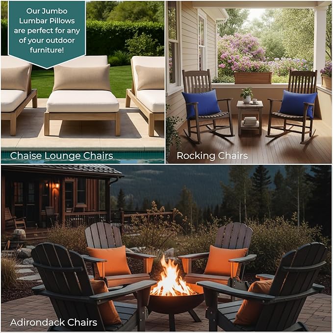 RSH DECOR: Sunbrella Pillow Covers Set of 2 | Covers Only - 26" x 16" | Outdoor Lumbar Pillow Covers Crafted with Sunbrella Performance Fabric | Astoria Sunset
