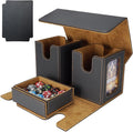 AFIING MTG Commander Card Storage Box - Fits 200 Double Sleeved Cards,3-in-1Card Deck Case,Mtg deck Card Organizer For Commander TCG CCG,4Dividers &2 Toploaders, Whtie/Purple