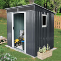 6X5 FT Outdoor Storage Shed, Waterproof Metal Garden Sheds with Lockable Door, Steel Tool Storage Buildings Shed & Outdoor Storage House for Garden, Backyard, Patio, Trash Cans(Black and White)