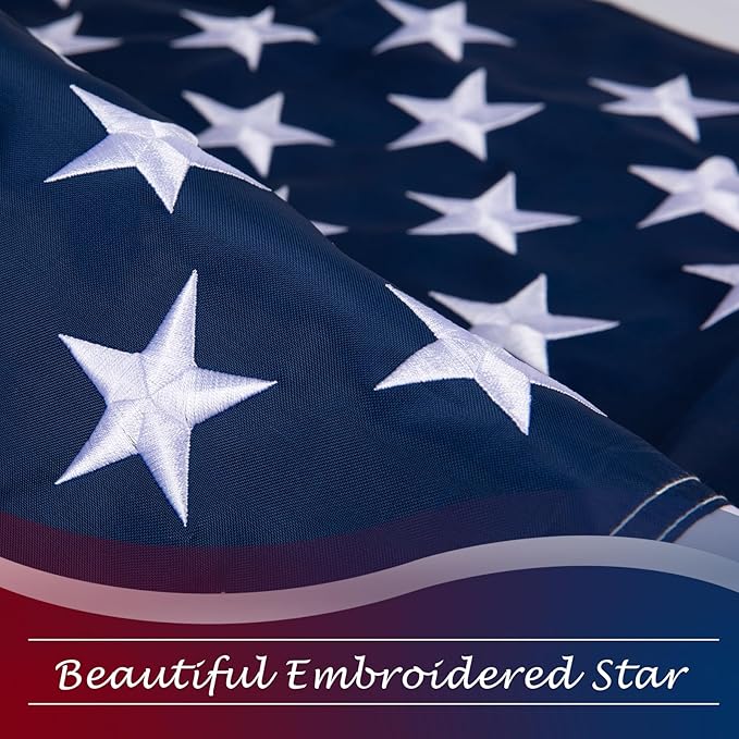 5x8 American Flag for Outside, Heavy Duty Outdoor, All Weather, Embroidered Stars with Brass Grommetss (USA Flag 5X8 FT)