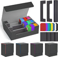 Mtg Deck Box Set, 4000+ PU Leather Strong Magnet Trading Card Storage Box, Card Case Set Include 3-Row Card Box, 4 Commander Deck Case, Playmat, Deck Box for TCG, MTG, CCG, YuGiOh