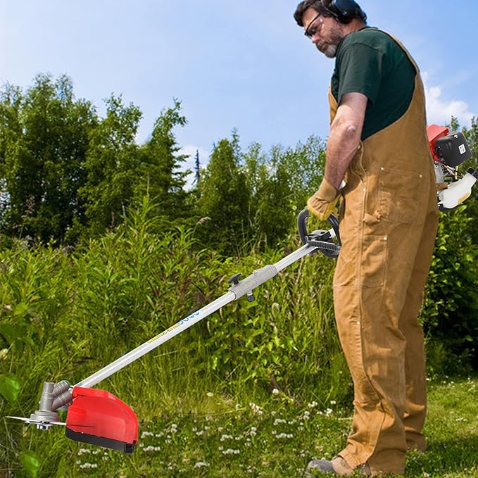 52CC 2-Cycle Gas Weed Wacker, 5 in 1 Gas Weed Eater, 2025 Upgraded Weed Eater Gas Powered, 9500rpm High Power Gas String Trimmer, Brush Cutter for Yard, Garden