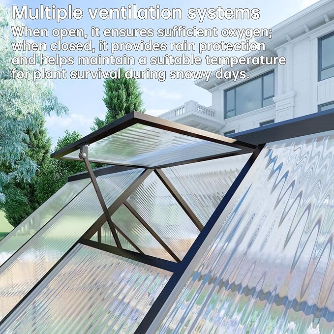 CQZY 6x6 FT Walk-in Greenhouse for Outside,Dark Gray