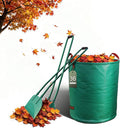 Long Handle Leaf Grabber with 32-Gallon Bag - No Bend Leaf Pickup Tool, Metal Handle with Comfort Grip, Yard Waste Bags for Lawns, Garden, Leaf Rake Set Alternative