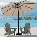 SERWALL Folding Adirondack Chair Set with 9 Ft Umbrella, Adjustable HDPE Adirondack Chair with 3 Recline Positions, Gray (Umbrella Base is not Included)