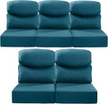 Luxury 24x24x6 Inch Smile Outdoor Cushions for Patio 5 Piece Set - Set of 5 Zippered Outside Pillows for Wicker Dining Rocking Gliders Loveseat Couch Sectional Sofa - Peacock Blue