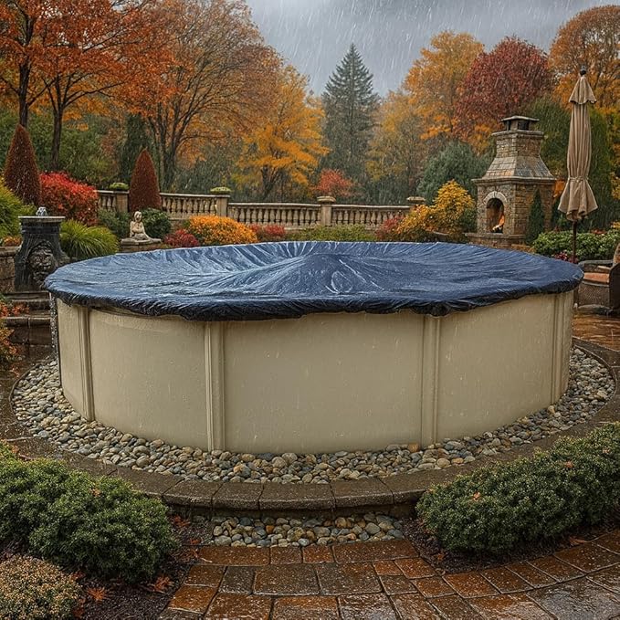 10’ ft. Round Pool Winter Cover for Above Ground Pools – 8-Year Warranty, Cold and UV Resistant, Weatherproof and Durable, Winch & Cable Included