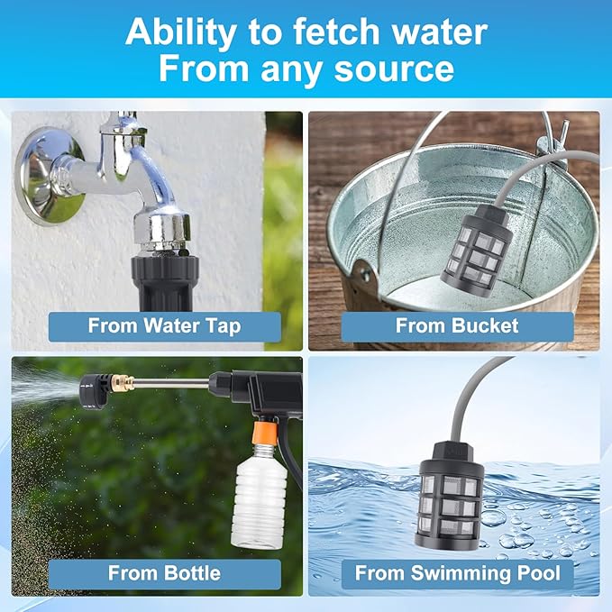 Portable Pressure Washer, Handheld High-Pressure Water Spray Gun with Foam Cannon, 600PSI Cordless Jet Washer with 6-in-1 Nozzle, Battery Powered Car Cleaner Machine for Fence, Floor, Garden Cleaning