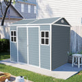 8x6 ft Resin Outdoor Storage Shed with Two-Window and Double-Door, Plastic Shed with Floor for Gargen, Patio, Yard, Lawn, Grey (1 Doors) (Grey, 8x6 ft)