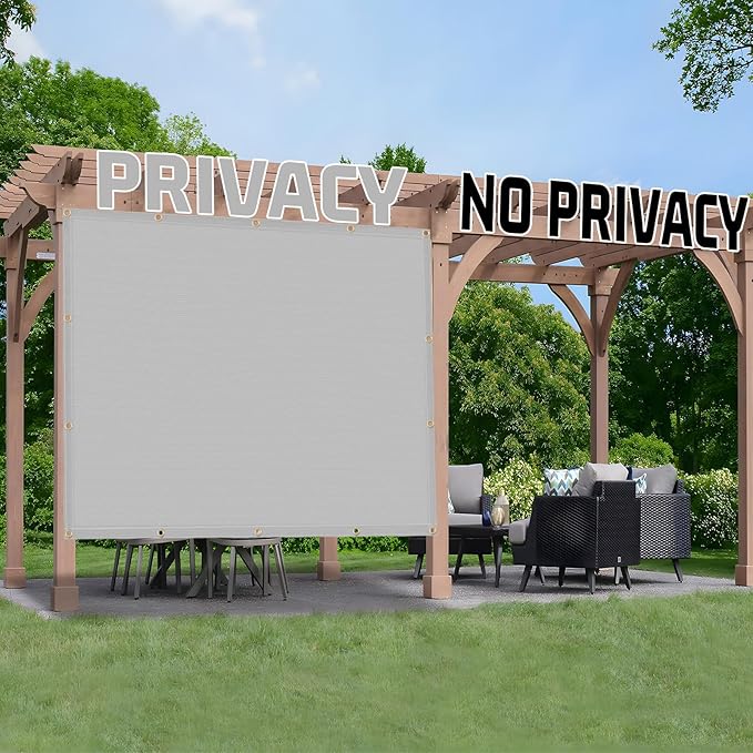 SUNNY GUARD Shade Cloth Custom Size 12x20 FT Sun Shade Screen Fabric Shade Cover Tarp with Grommets for Pergola Backyard Garden, Light Grey(We Customized)