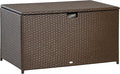 Outsunny 113 Gallon Deck Box, Rattan Outdoor Storage Box, Waterproof Storage Container for Indoor, Patio Furniture Cushions, Pool Supplies, Garden Tools, Brown