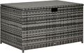 Outsunny 113 Gallon Deck Box, Rattan Outdoor Storage Box, Waterproof Storage Container for Indoor, Patio Furniture Cushions, Pool Supplies, Garden Tools, Dark Gray
