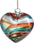 Hand Blown Glass Gazing Balls for Garden Red Heart Hanging Friendship Balls for Gift Heart Shape Ornaments for Decoration (Red - C)