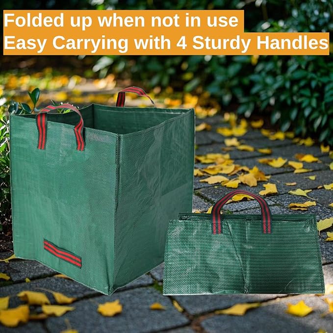 72-Gallon Leaf Bags (Pack of 2) - Reusable Yard Waste Bags with Reinforced Handles, Foldable & Portable for Lawn, Garden, Leaf Collection, and Home Yard Cleanup