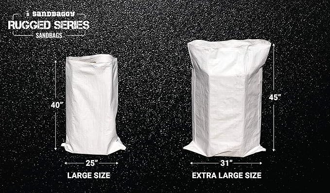Sandbaggy Large Sandbags - Size: 25" x 40" - Thick Heavy Duty Contractor Bags, Heavy Duty Garbage Bags, Dumpster Bag, Construction Trash Bags, 6 mil (100 Bags)