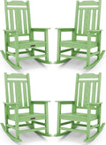 SERWALL Outdoor Rocking Chair Set of 4, Patio Rocking Chairs Set, HDPE Rocking Chair Outdoor for Adults, Heavy Duty Front Porch Rocker, Mint