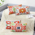 Pyonic Outdoor Waterproof Throw Pillow Covers for Patio Furniture Decorative Boho Pillow Covers 12x20 Floral Printed for Patio Tent Couch Garden Set of 4,Orange