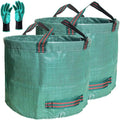 Professional 2-Pack 72 Gallon Large Yard Garden Bags (D26, H30 in) with Gardening Gloves for Yard Waste,Leaf Bag,Lawn Debris Bag,Camping Trash Container,Recycle Bin,Grass Clippings,Weed Bags 4 Handles