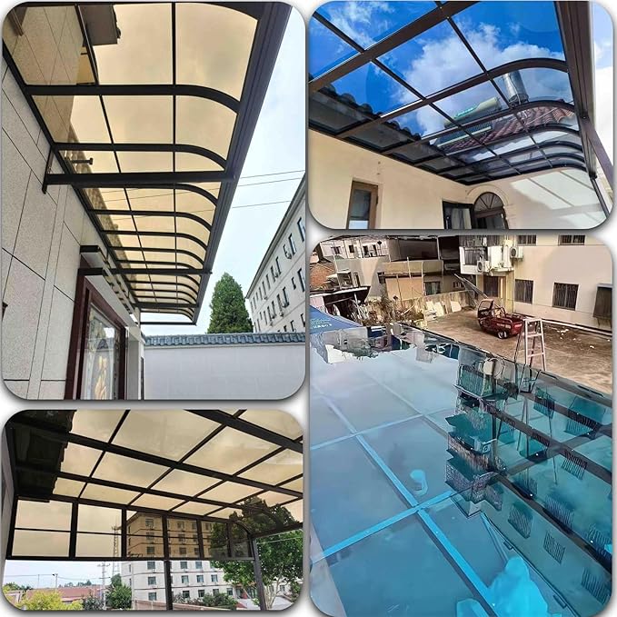 2mm Polycarbonate Sheet,polycarbonate greenhouse panels,Roofing Transparent Insulation Daylighting Panels,strong and not easily deformed,for Greenhouse Sheds Roofs,Carports.(Brown,5.1 x 39.4ft)