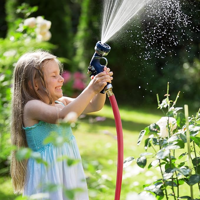 Solution4Patio Long Leader Garden Hose 3/4 in. x 50 ft. -Heavy Duty Durable Flexible Lightweight Water Pipe -Brass Aluminum Male/Female Fittings for Household & Commercial -Kink Free, No Leaking -Red