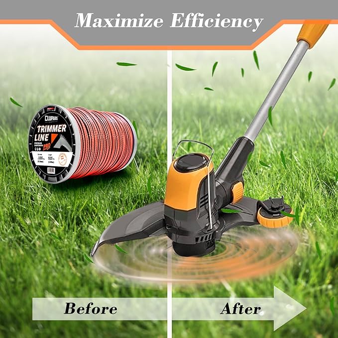 Cluparis 155 Sawtooth Trimmer line Heavy Duty for Push String Trimmer 5-Pound, 0.155" Nylon Weed Eater String .155-inch-by-515-ft Commercial String Trimmer Line in Spool with Line Cutter