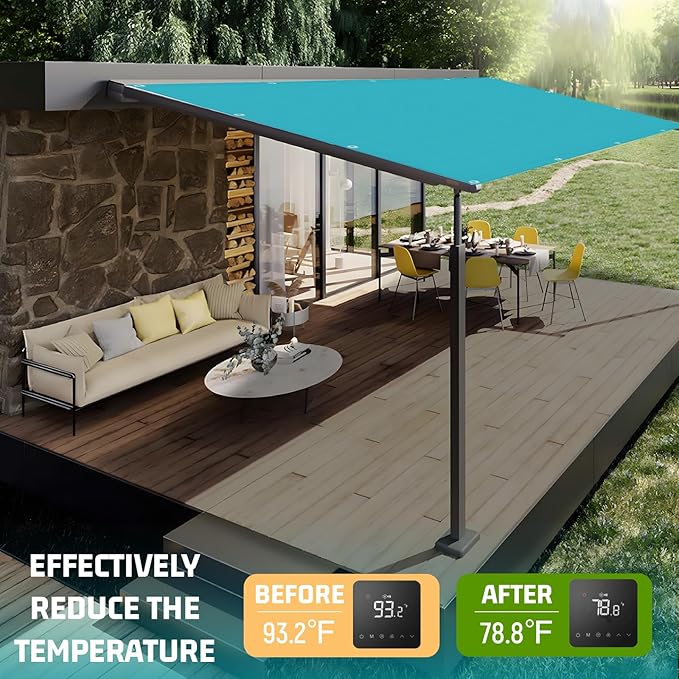 SUNNY GUARD Shade Cloth Custom Size 12x15 FT Sun Shade Screen Fabric Shade Cover Tarp with Grommets for Pergola Backyard Garden, Turquoise(We Customized)