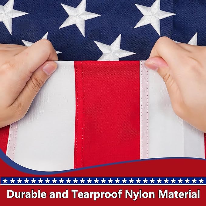 American Flag 3X5 | Heavy Duty American Flags 3x5 |600D Polyester Material USA Flag - Allegiance Flags For Outside 3x5,With Embroidered Stars and Sewn Stripes,Tearproof All-Weather Outdoor Flag.