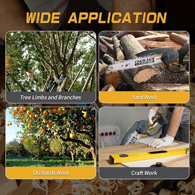 Mini Chainsaw Compatible for Dewalt Battery 20V MAX, 8-Inch and 6-Inch 2-IN-1 Cordless Hand-held Chain Saw, Electric Hand Saws for Wood Cutting, Tree Trimming Gift for Men(Tool Only)