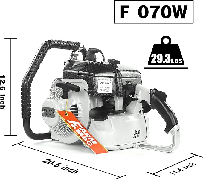 FARMMAC F070W Gas Chainsaw with 36 Inch Alloy Solid Bar, 105cc 2-Cycle Gasoline Power Chain Saws, 4.8KW 6.5HP Power Chain Saw for Milling Work, All Parts Compatible with MS070 090 Neotec NS8105