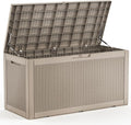 100 Gallon Outdoor Storage Box – Resin Deck Box with Lockable Lid, Waterproof Patio Furniture Storage for Tools, Garden & Yard Organization