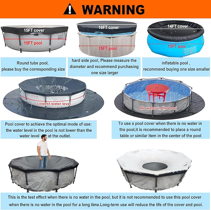 33 Ft Pool Cover, with Automatic Drain Round Pool Cover, One-Piece Quick Installation and Removal Above Ground Pool Cover, Preventing Waterlogging, UV Protected Solar Swimming Pool Cover