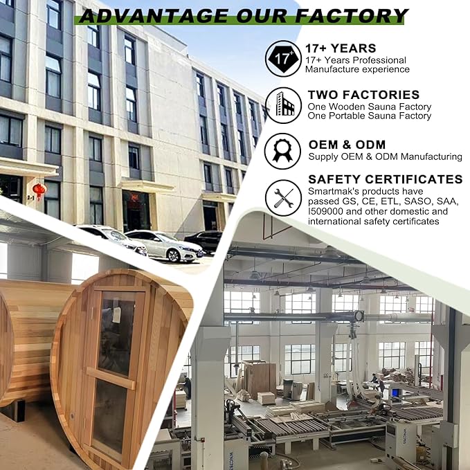 Outdoor Barrel Sauna, 6 Person Wood Steam Saunas Room with Porch, 6kw Toule Electric Heater with Sauna Stone, Canadian Pine, Roof, 94.48”*70.86“*70.86“ (Pine)