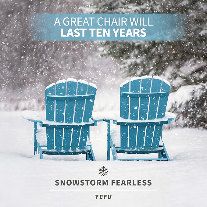 YEFU Adirondack Chairs Set of 6: Outdoor Chair HIPS Plastic Adirondack Chairs - Patio Chairs with Wood Texture - Lawn Fire Pit Deck Porch Garden Chairs for Adults (Blue)