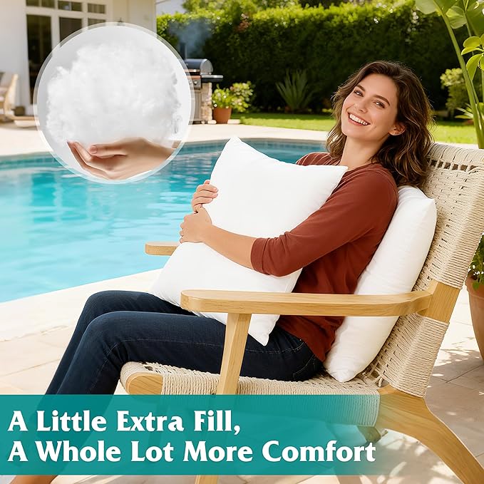 Oubonun 24x24 Waterproof Outdoor Pillow Inserts – Set of 2 Soft & Fluffy, Water Resistant Throw Pillows for Patio, Garden, Porch, or Indoor Decorative