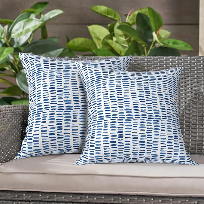 LVTXIII Outdoor Throw Pillows, Decorative Throw Pillows with Inserts, 16"x16" Square Pillows for Bed, Couch, Sofa and Patio Furniture, Set of 2, A Pebble Blue