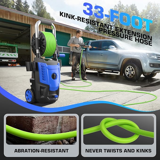 Professional Pressure Cleaner 4800PSI, 4.0GPM Portable Power Cleaner with 4 QC Nozzles and Soap Bottle, Cleaner Machine for Cars/Home/Driveways/Patios/Decks/Fences, Blue
