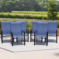 Outdoor Dining Chairs Set of 6, Stackable Patio Chairs with Metal Frame & Textilene Fabric, Perfect for Patio Garden Deck, Blue