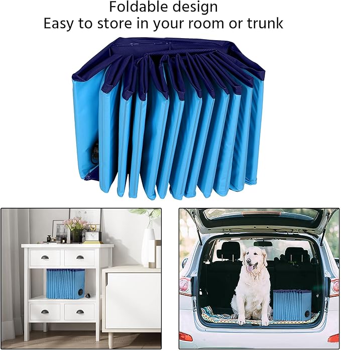 Yaheetech Foldable Dog Pool Collapsible Hard Plastic Dog Swimming Pool Portable Pet Pools Doggie Wading Pool Bath Tub for Puppy Small Medium Large Dogs, 55 x 12 Inches Blue