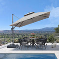 PURPLE LEAF 10 Feet Sunbrella Cantilever Umbrella Outdoor Double Top Deluxe Square Patio Offset Hanging Square Umbrella for Garden Pool Backyard Cast Ash