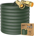 30ft Lightweight Flexible Garden Hose,Non-Slip Handles,Non-kink Hose,Solid Brass Fitting for Boats, RV Water Hose,Marine Washdown,Lawn,Garden,Leakproof TPE Hose(GreenBlack, 30 FT)
