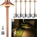 Gardenreet Low Voltage Landscape Lighting Brass, 12v Pathway Lights Waterproof, Hard Wired Path Light Outdoor, Mushroom Copper for Exterior Area Patio House with 3W 270LM 3000K G4 Bulb (6 Pack)