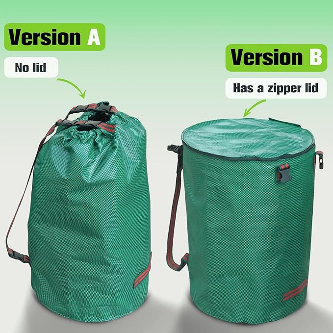 200L leaf Collector Bag, Shoulder Strap, and Drawstring – Reusable Yard Garden Bag for Leaves and Lawn Trash, Perfect for Leaf Removal, Yard Clean-Up (Without lid, 48 Gallon)