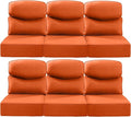 Luxury 24x24x6 Inch Smile Patio Cushions for Outdoor Furniture Set of 6 - Thick Back & Deep Seat Outside Replacement Chair Pillows for Rattan Metal Glider Loveseat Sectional Sofa - Orange
