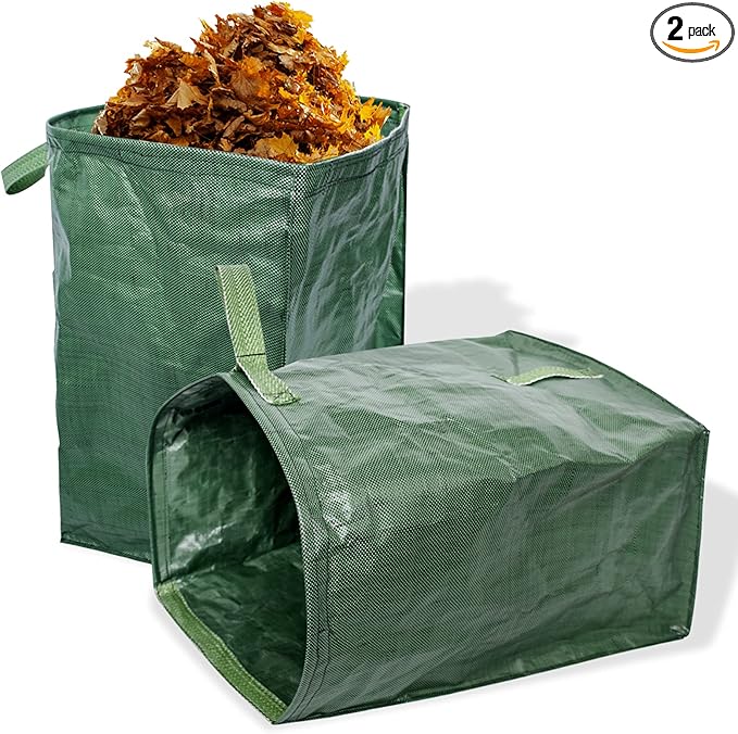 kingsea 2 Pack Yard Waste Bags, Large Yard Dustpan-Type Garden Bag, 53 Gallons Heavy Duty Lawn Pool Garden Leaf Bag for Collecting Leaves Grass Clippings Yard Debris