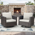 Outdoor Patio Swivel Rocker Chairs - Wicker Patio Swivel Rocking Chairs Set of 2 with Waterproof Wicker,Comfortable Cushions and Sturdy Metal Frame for Outside Porch Deck Backyard(Brown/Beige)