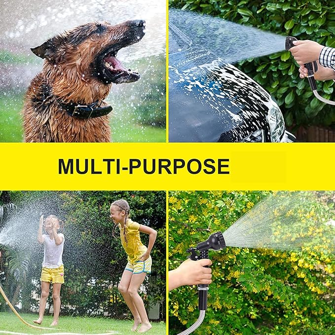 75ft Metal Garden Hose Stainless Steel Heavy Duty Water Hose With 2 Nozzles, No Tangle and Kink, Lightweight & Flexible, Tough and Pet Proof, Metal Garden Hose for Yard, RV, Garden, Outdoor